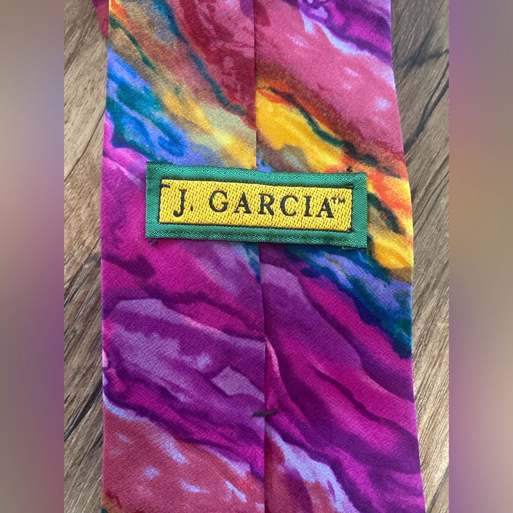 J Garcia Riptide collection five 100% silk watercolor bright colorful men's tie - Picture 3 of 7